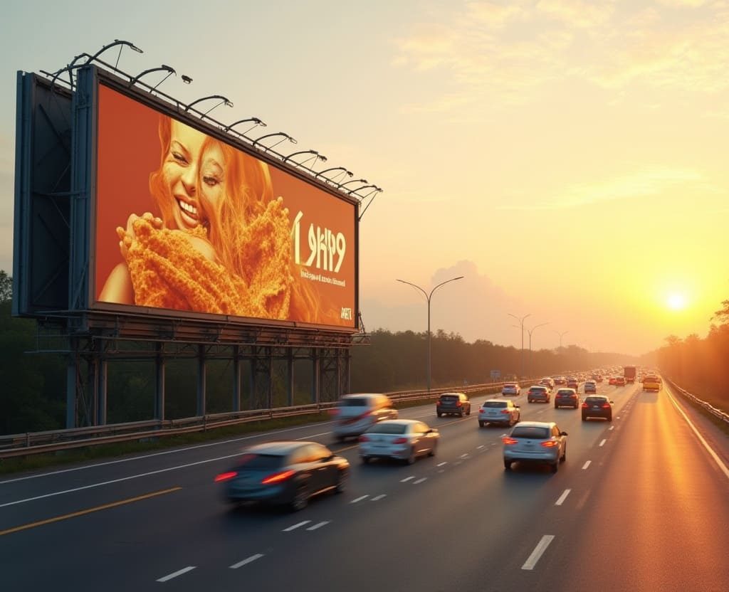 Highway billboard ad seen by passing traffic