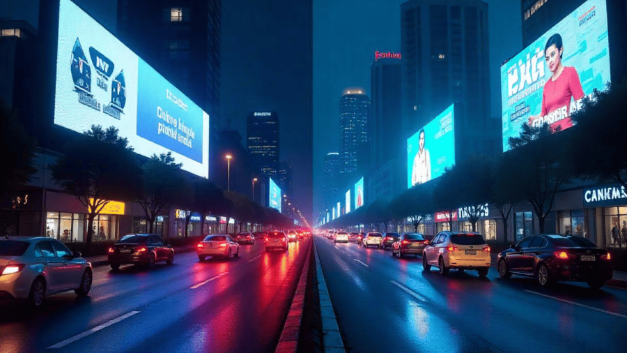 Comparison between digital and traditional advertising in Malaysia, featuring social media, billboards, and radio ads.