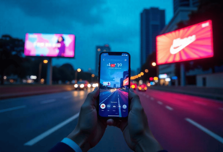 Example of brand consistency across billboard, mobile ad, and TV commercial in Malaysia